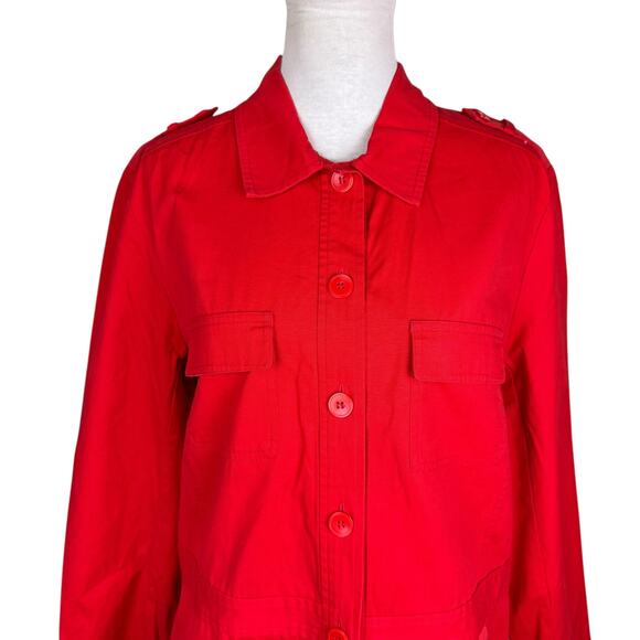 Josephine Chaus Cherry Red 100% Cotton Sport Long Sleeve Casual Utility Jacket - Picture 2 of 13
